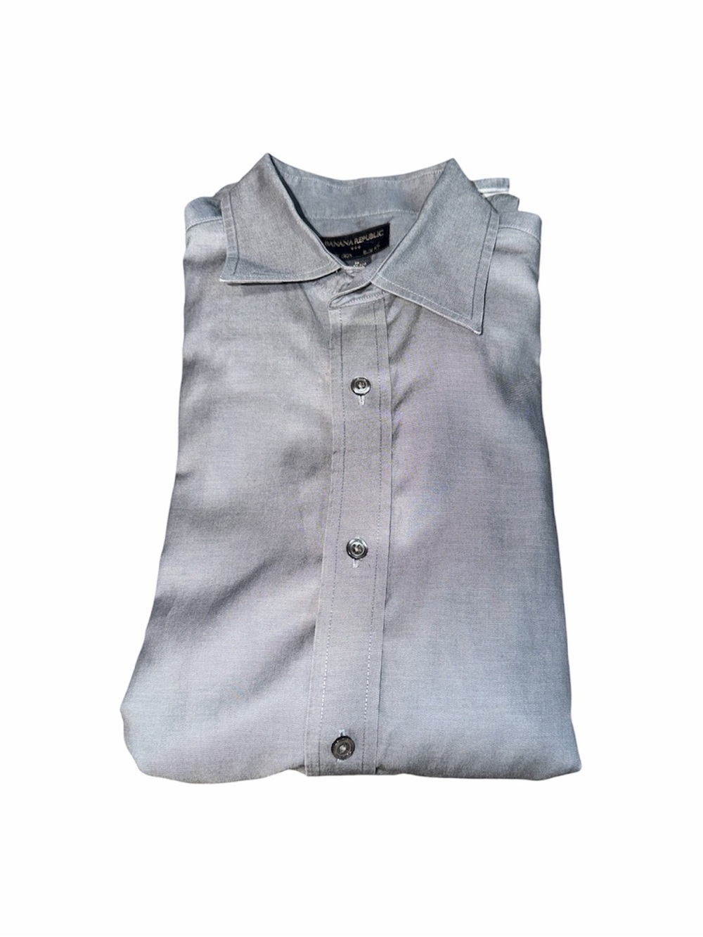 Banana Republic Grey Non Iron Slim Fit Dress Shirt Sz M